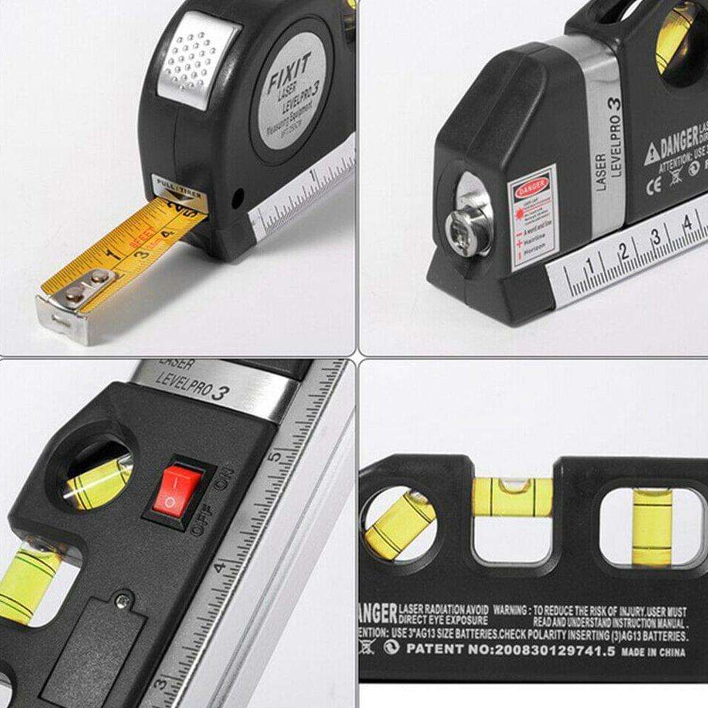 3 in 1 Laser Level Cross Line Ruler With Measuring Tape