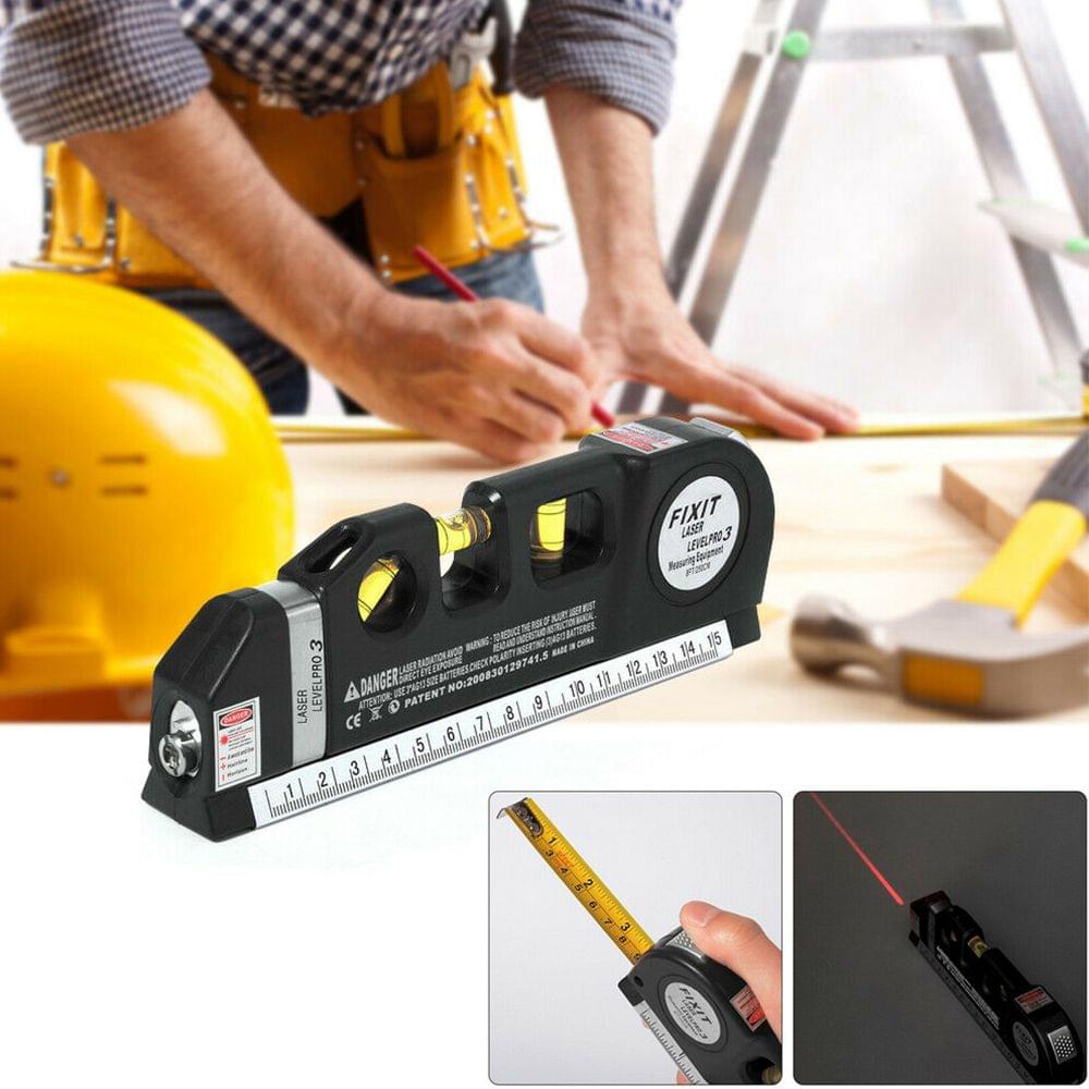 3 in 1 Laser Level Cross Line Ruler With Measuring Tape