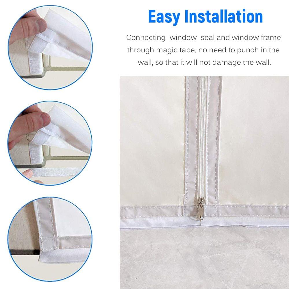 Waterproof Window Seal with Zipper Soft Cloth Wind Shield - 3m