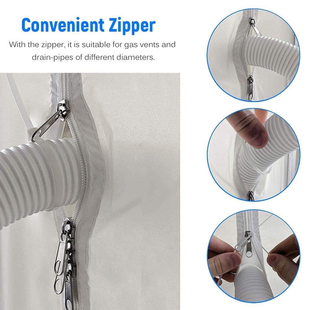 Waterproof Window Seal with Zipper Soft Cloth Wind Shield - 3m