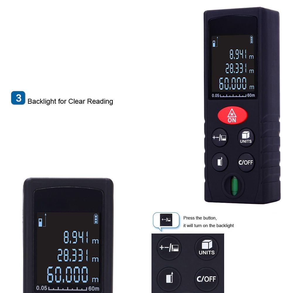 60m/197ft Mini Handheld Digital Laser Distance Meter High - 60 m