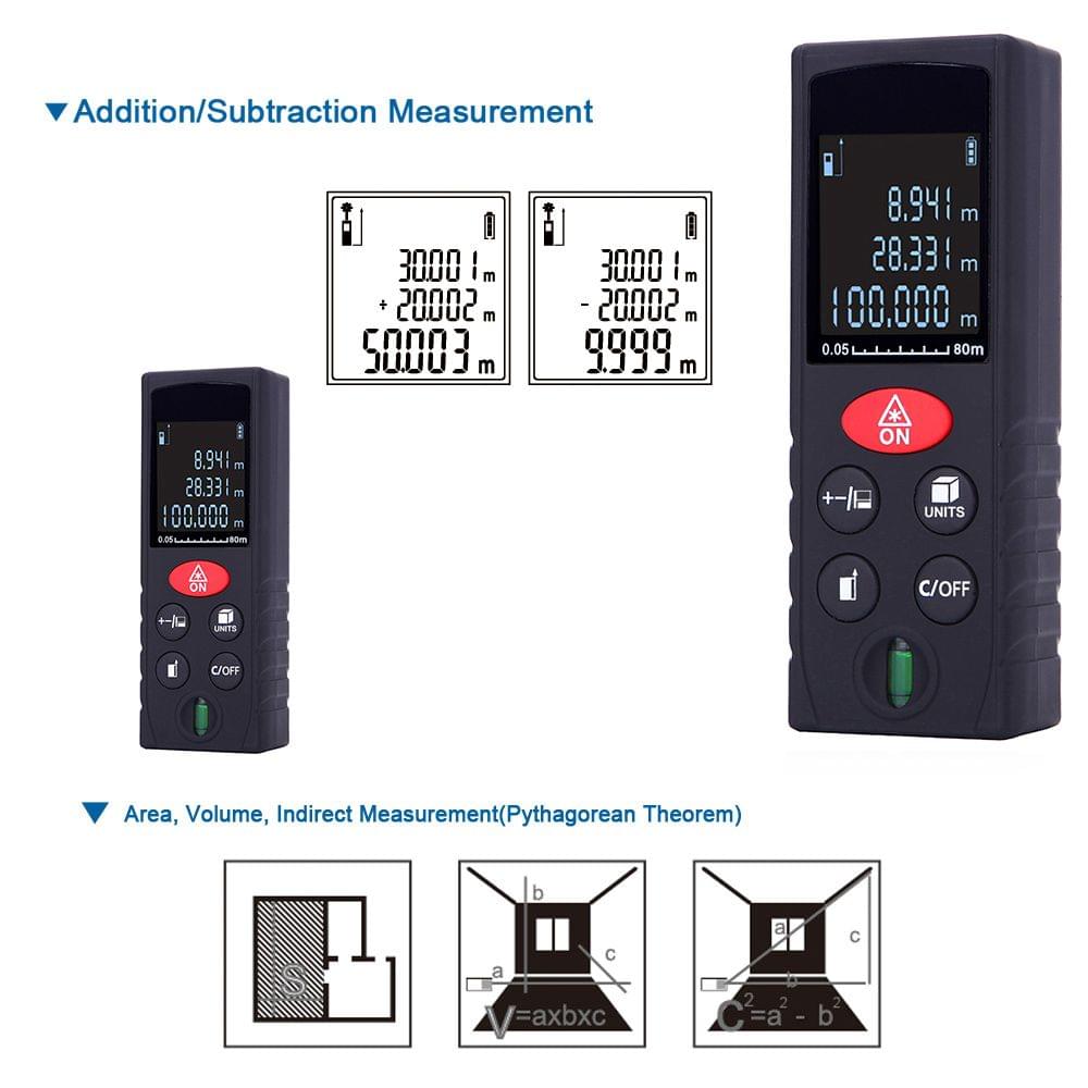 80m/262ft Mini Handheld Digital Laser Distance Meter High - 80 m
