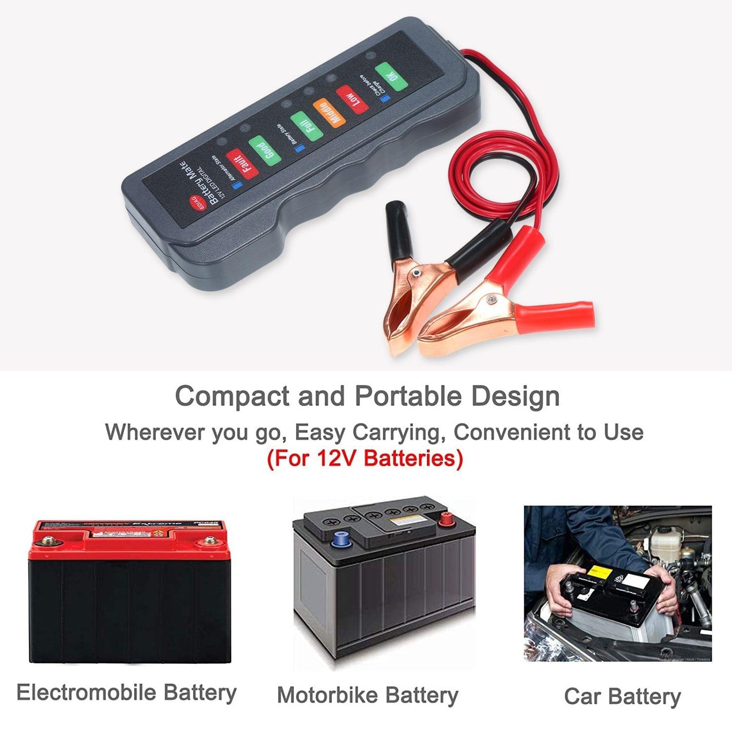 12V Car Battery Alternator Tester LED Digital Battery
