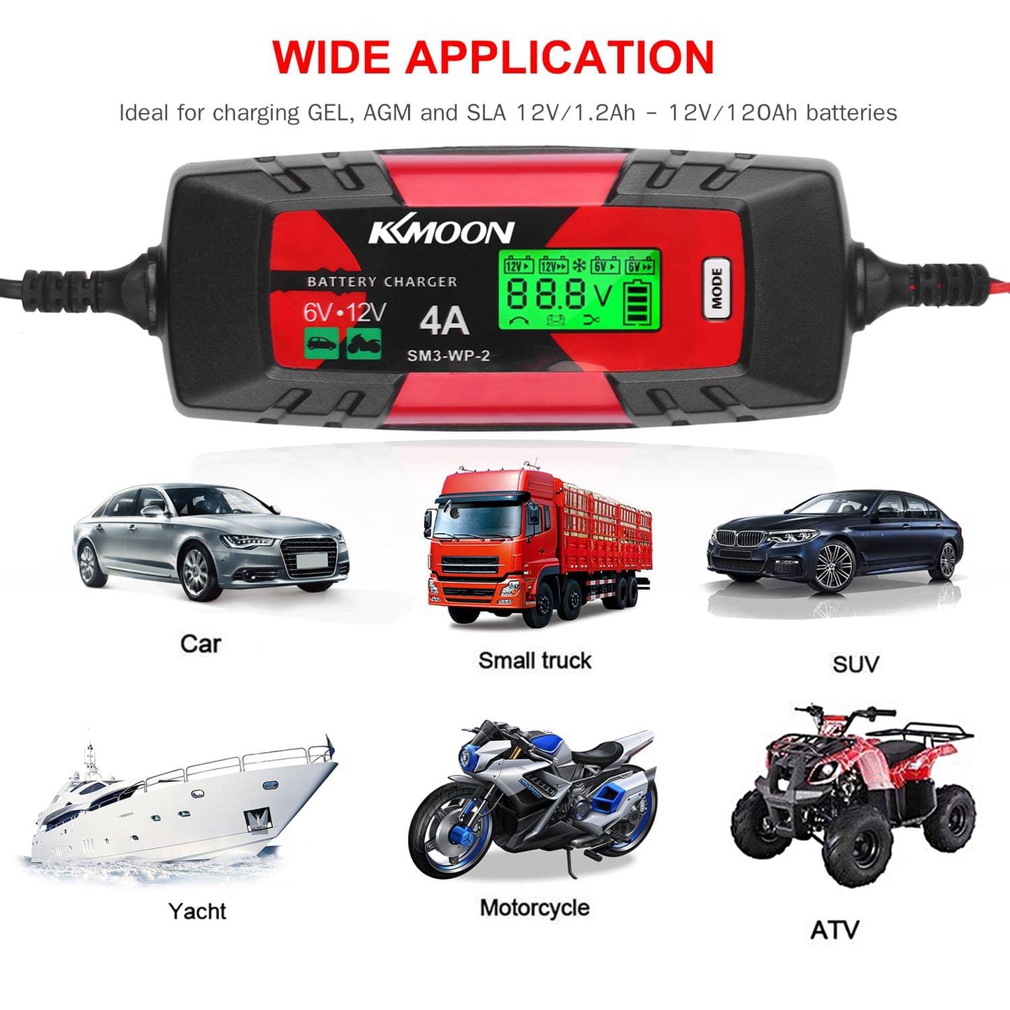 KKmoonCar Battery Charger Battery Charger & Maintainer - EU Plug
