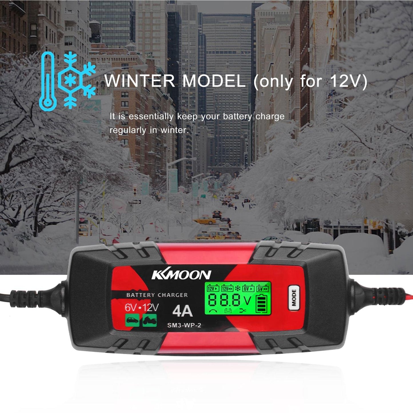 KKmoonCar Battery Charger Battery Charger & Maintainer - US Plug