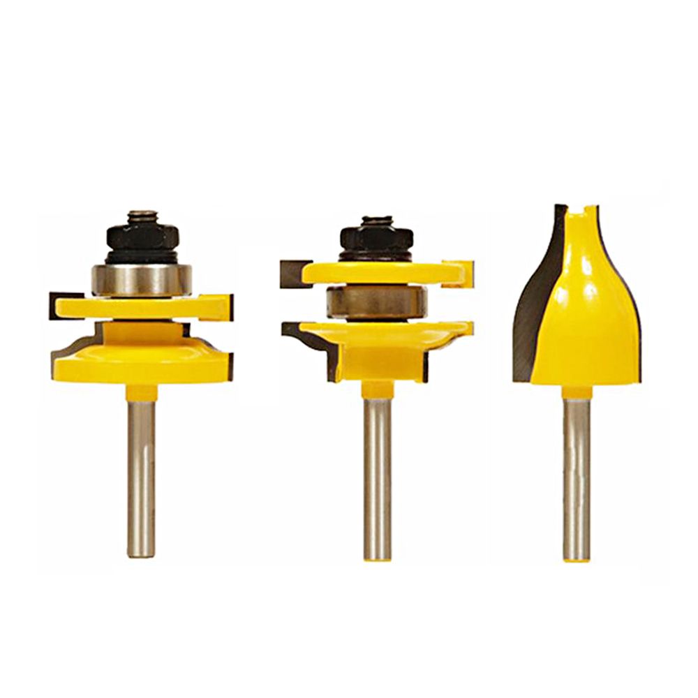 3 PCS Router Bit Set 1/4 Inch Shank Roman Ogee Rail and