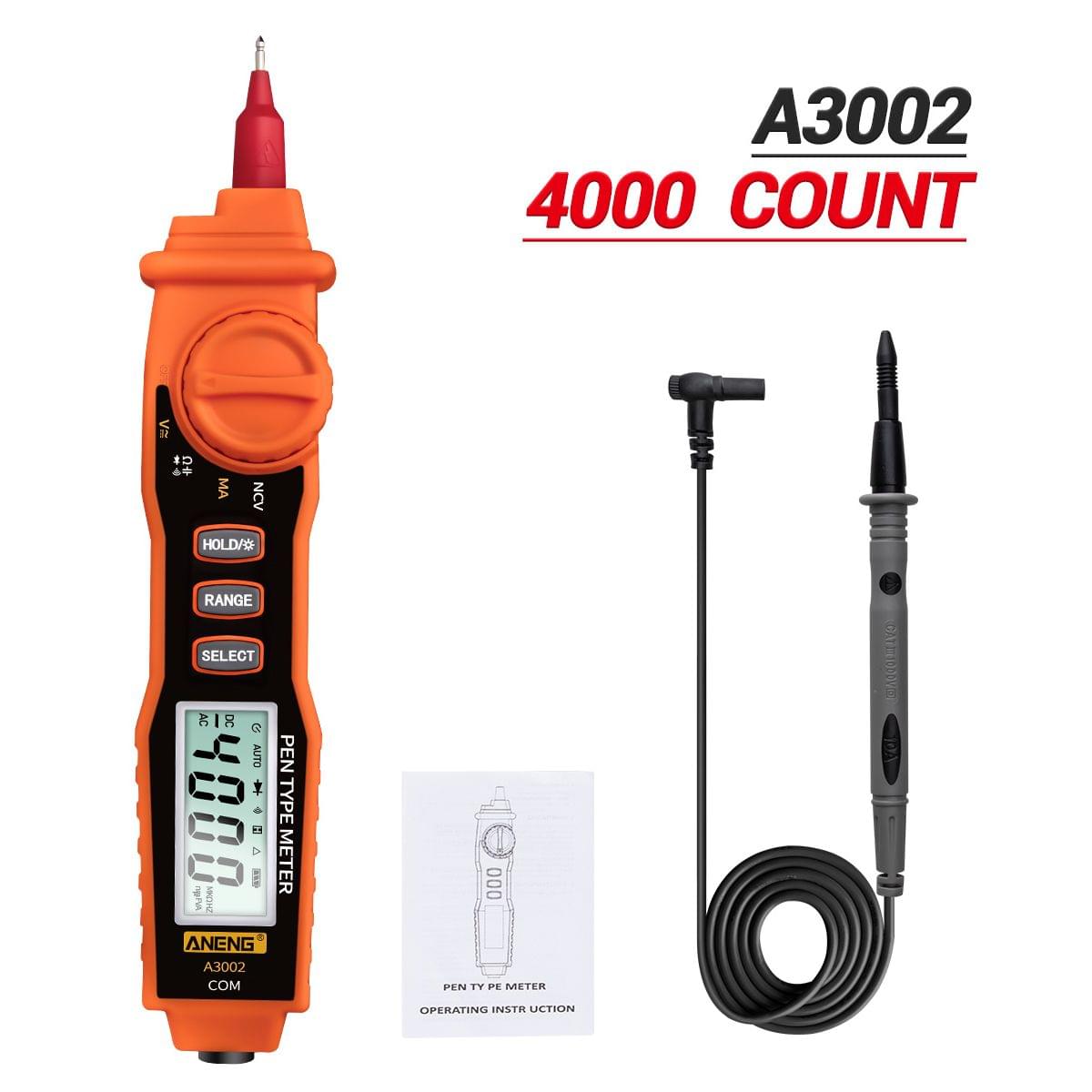 Aneng A3002 Pen Multimeter 4000 Counts Digital Multimeter
