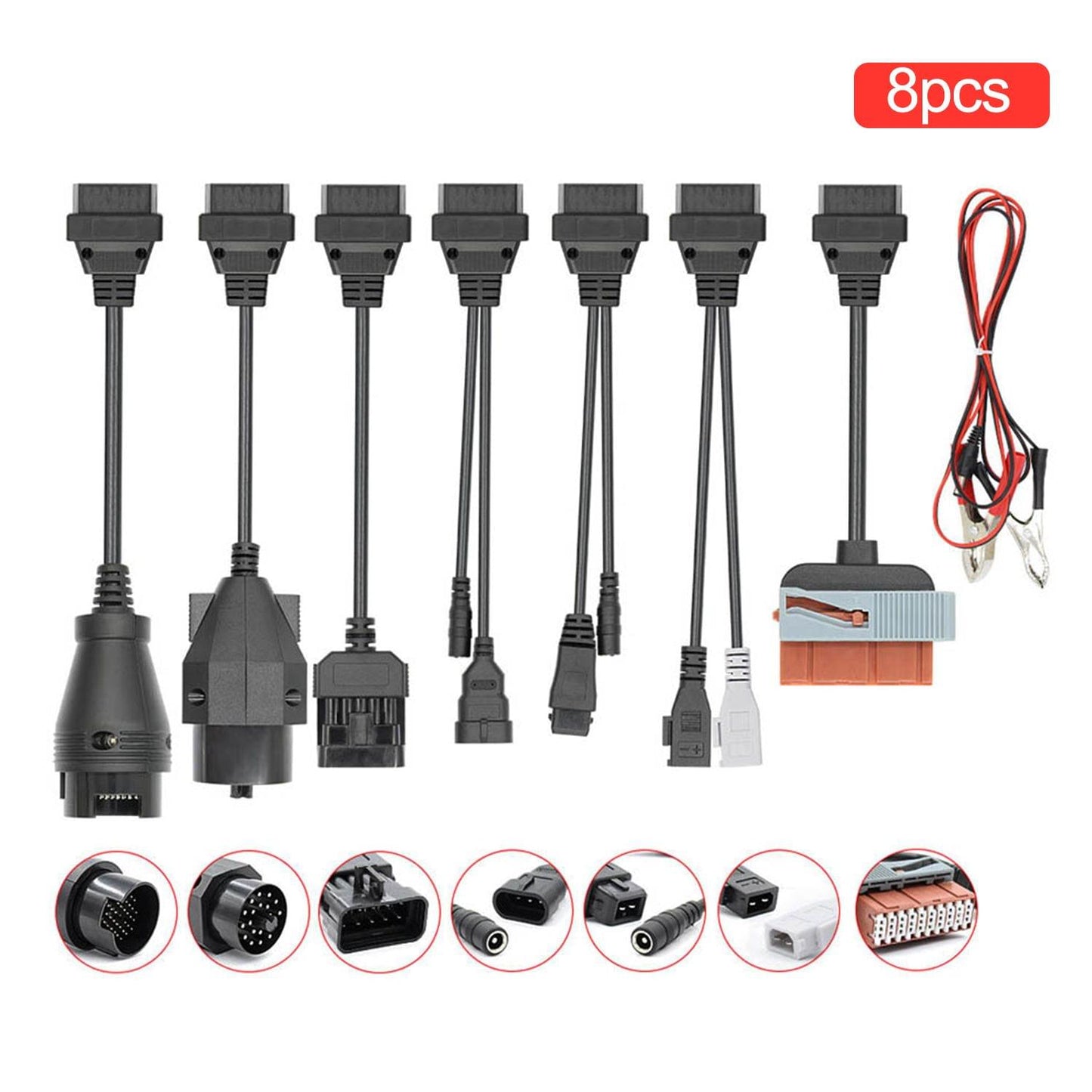 Car Cables Full Set 8pcs Auto Car Diagnostic Connector