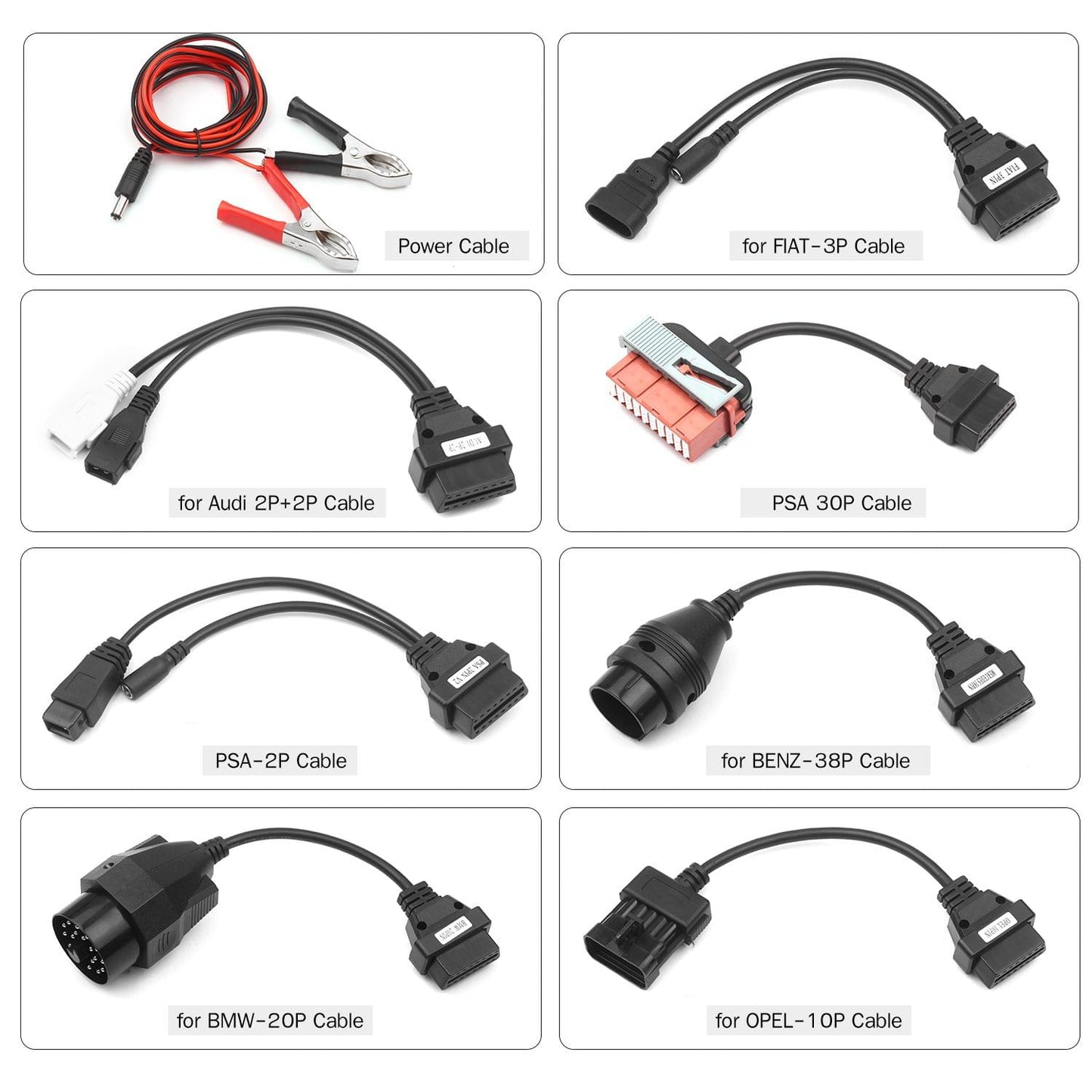 Car Cables Full Set 8pcs Auto Car Diagnostic Connector