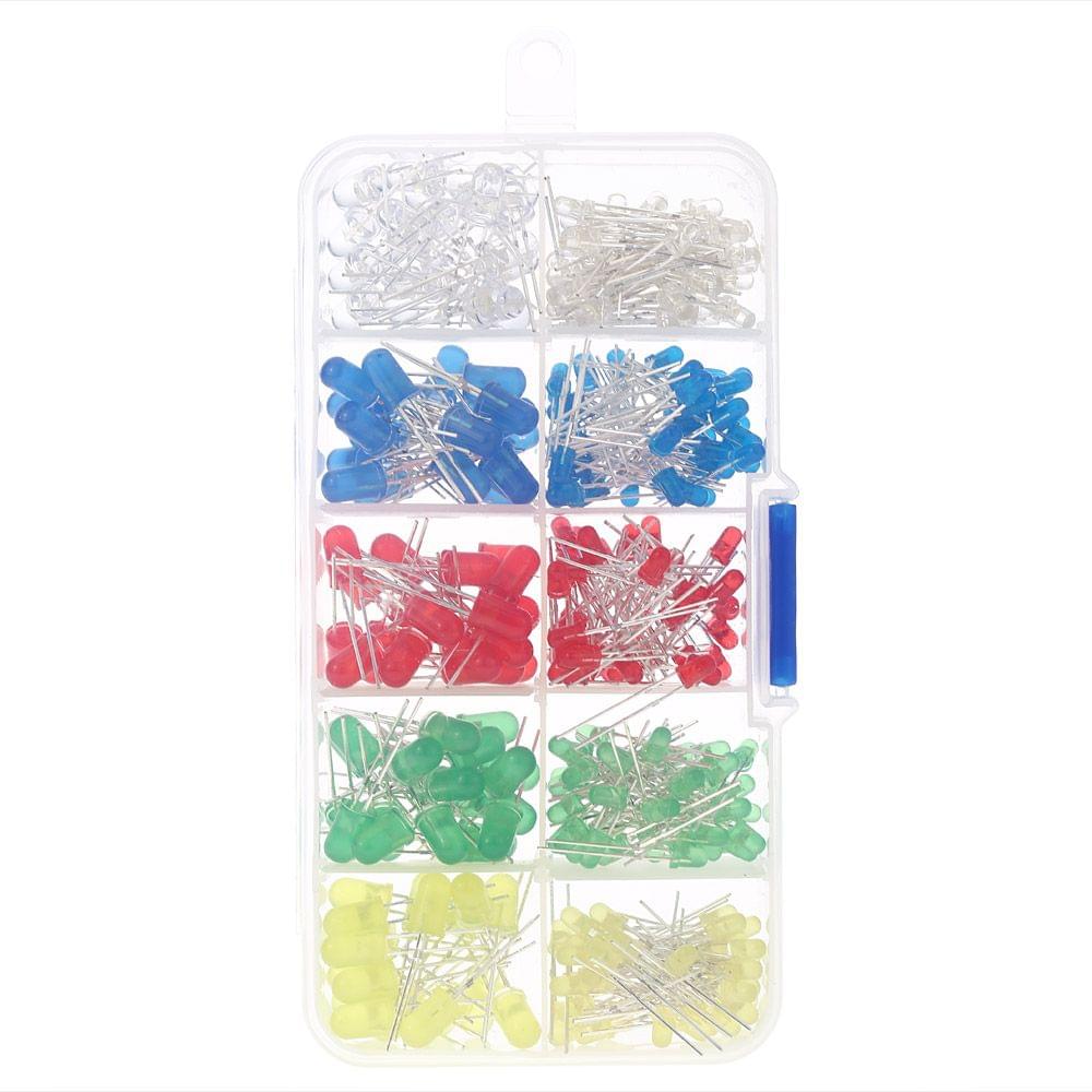 300pcs 3mm 5mm Assorted Color 2-pin Diffused LED Light