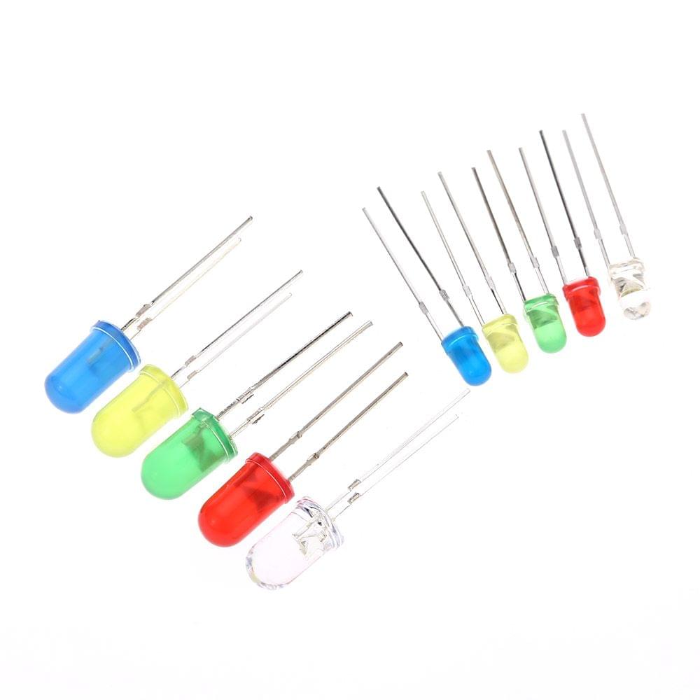 300pcs 3mm 5mm Assorted Color 2-pin Diffused LED Light