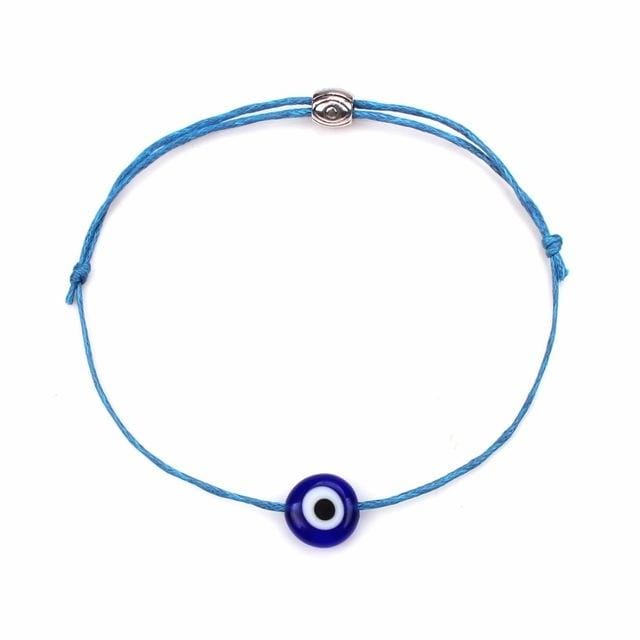 Lucky Evil Eye Bracelets For Women 6 Colors Handmade Braided Rope Lucky Jewelry Red Bracelet Female (Blue)