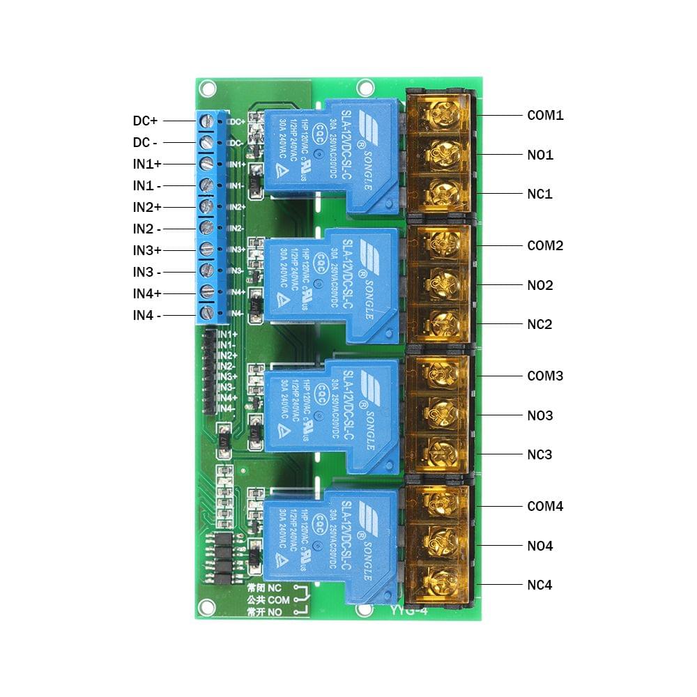 4-Channel DC 12V 30A Relay Module Control Board Optocoupler
