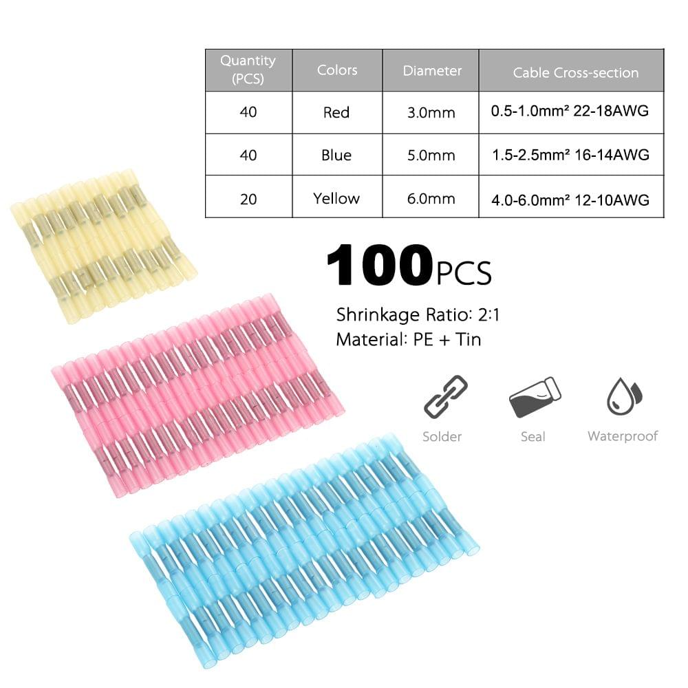 100PCS 10-12 14-16 18-22AWG Solder Seal Wire Connectors Heat