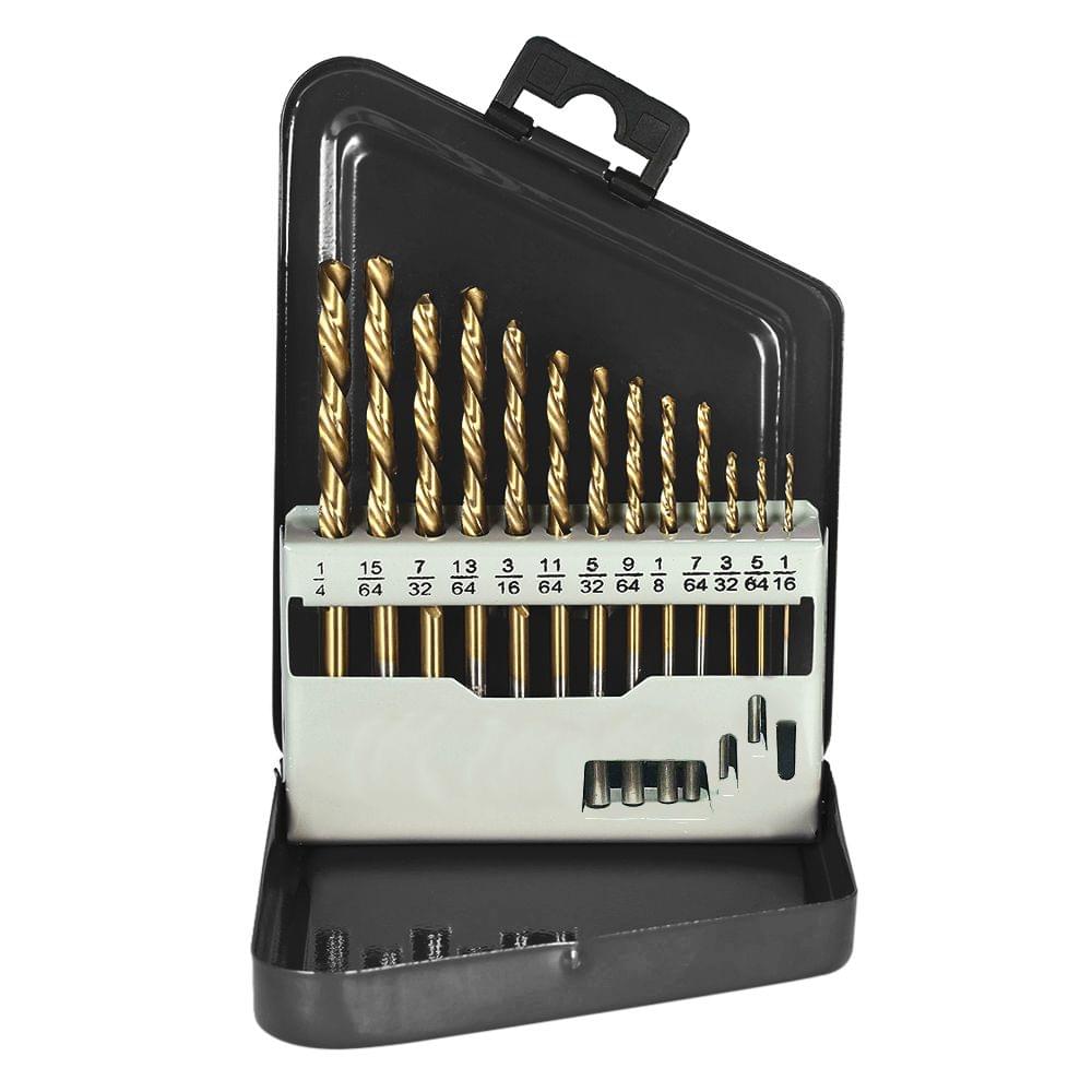 13pcs Left Handed Drill Bit Set M2 HSS with Titanium Nitride
