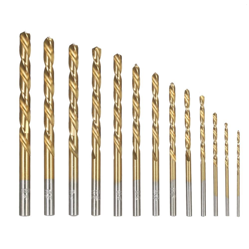 13pcs Left Handed Drill Bit Set M2 HSS with Titanium Nitride