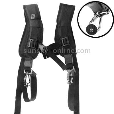 Safe & Fast Quick Double Shoulder Belt Strap for 2 Cameras DSLR (Black)