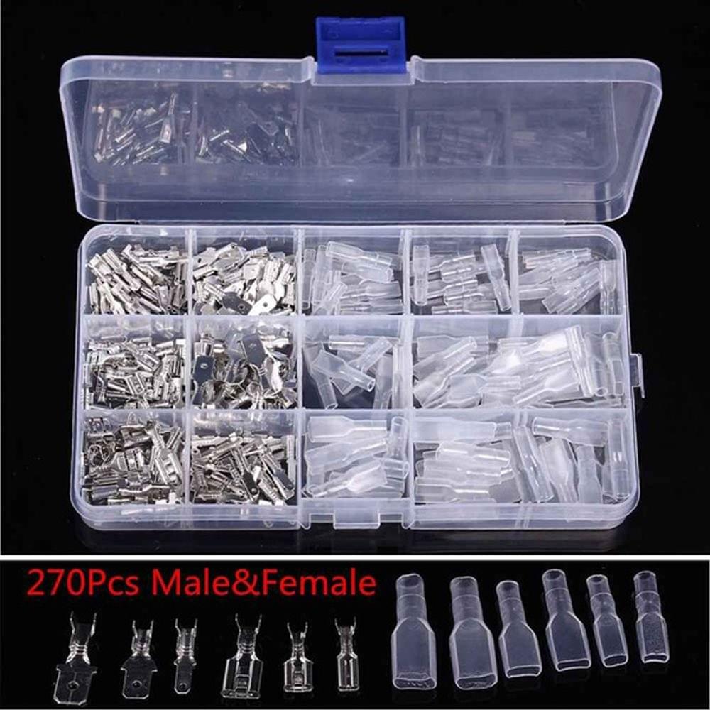 270pcs Electrical Wire Crimp Terminal Connector Male Female