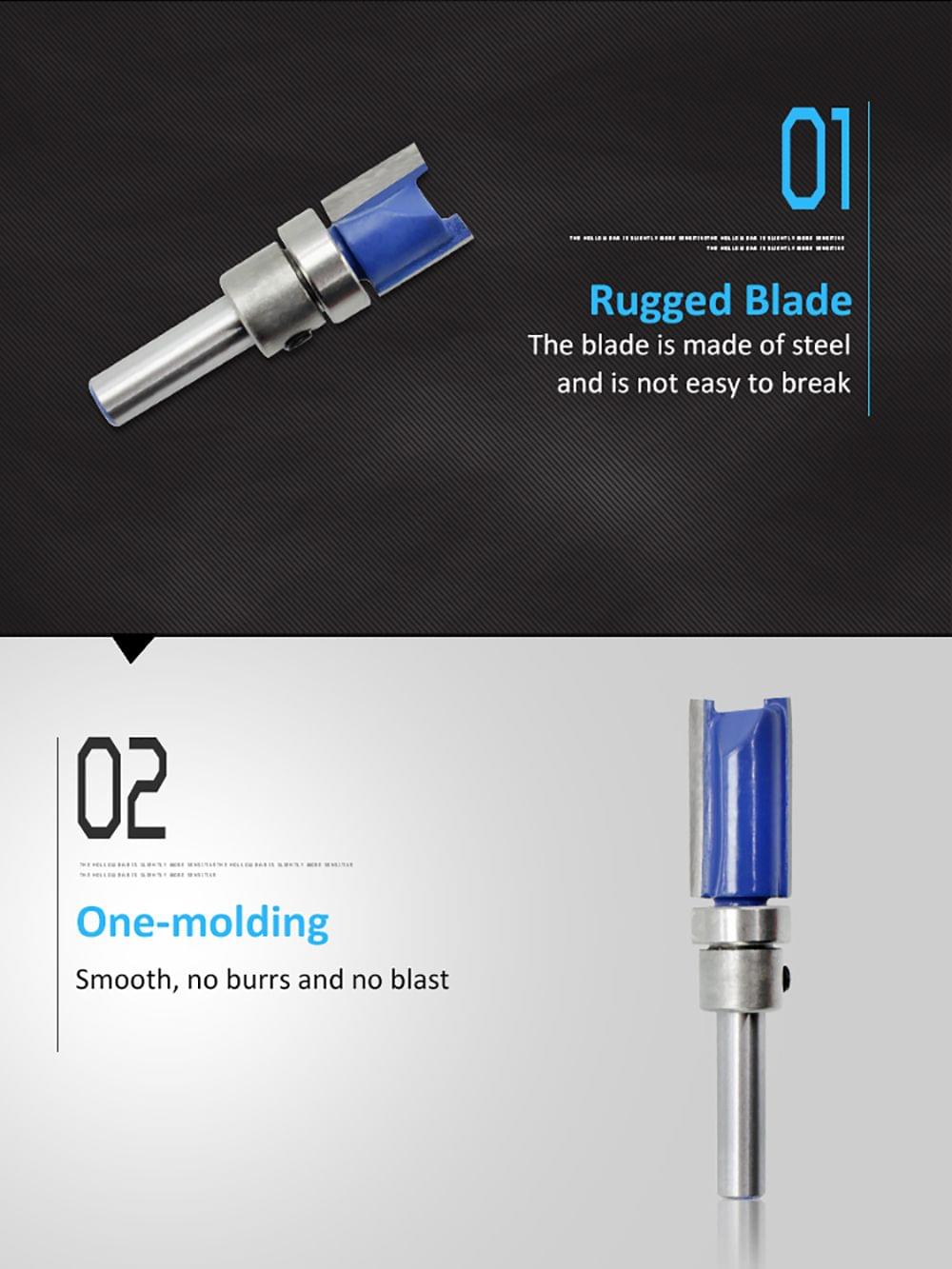 3PCS 1/4 inch Shank Flute Flush Trim Pattern Router Bit Set