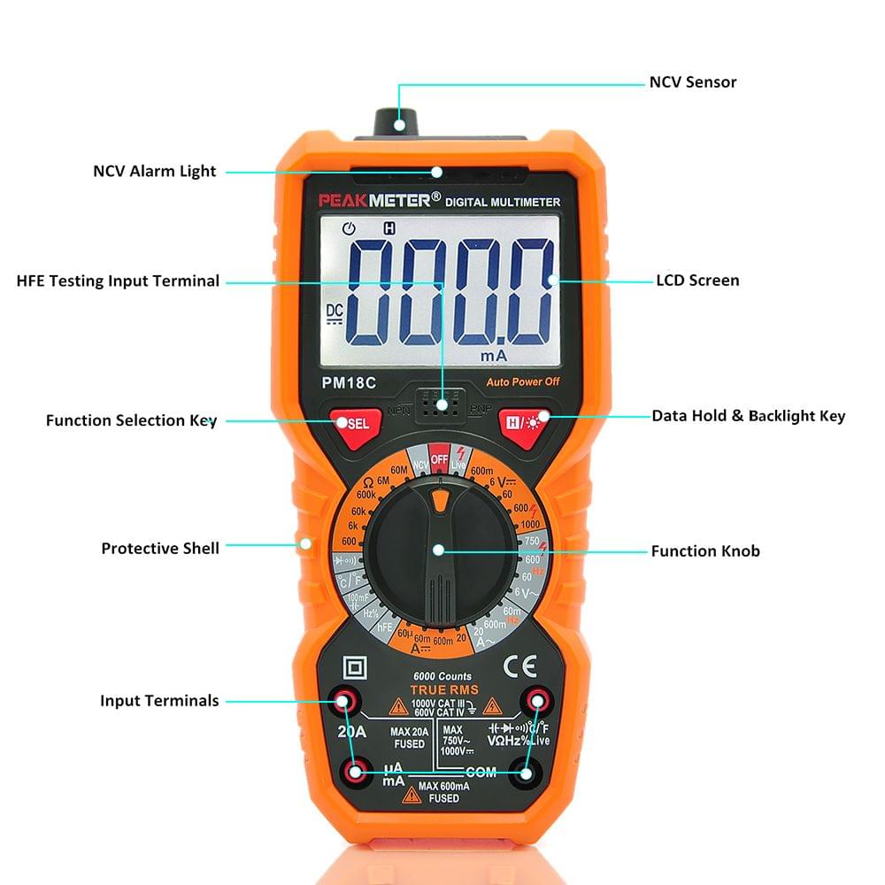 PEAKMETER PM18C True RMS Multifunctional Digital Multimeter