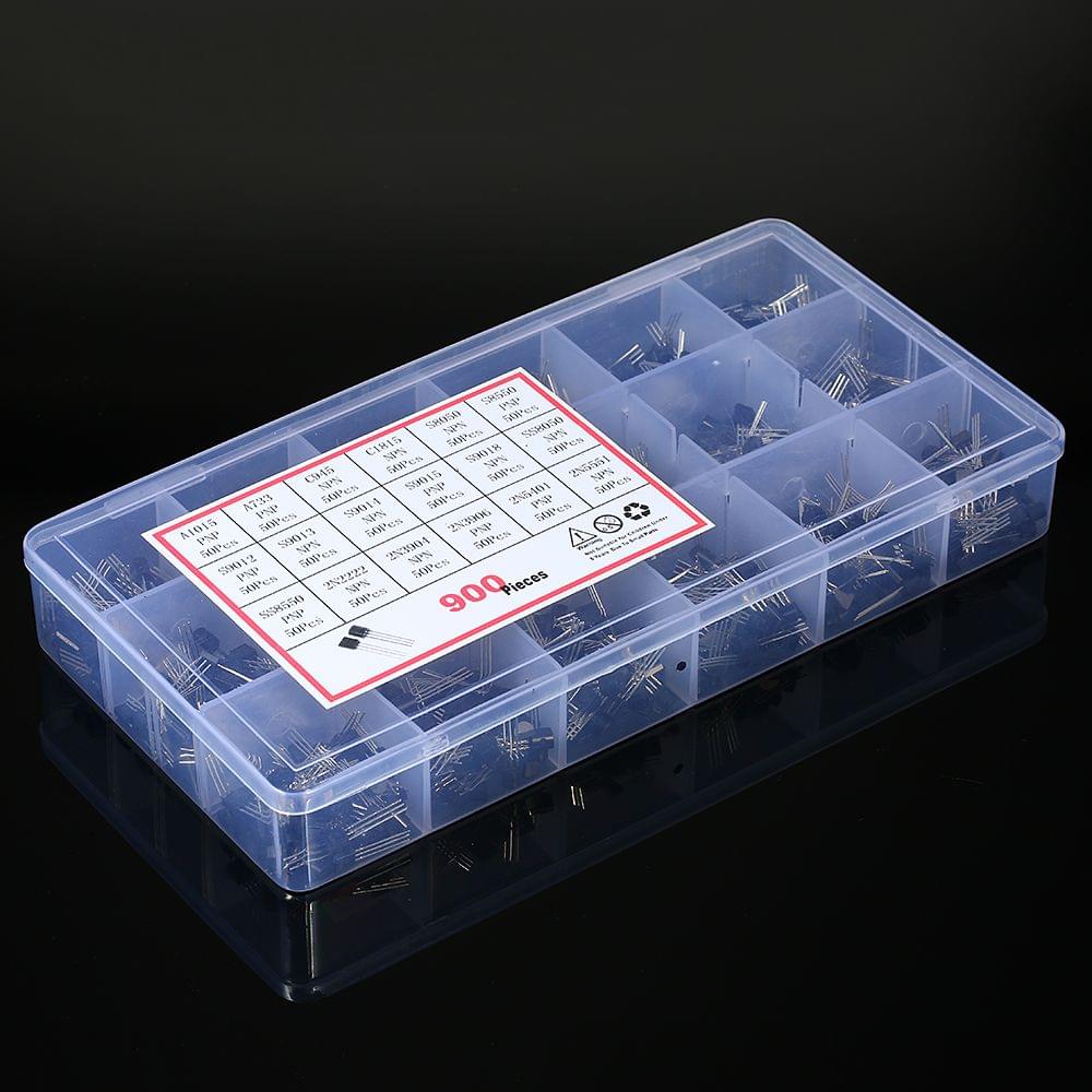 900pcs 18 Value Bipolar Triode Transistor TO-92 Box Kit
