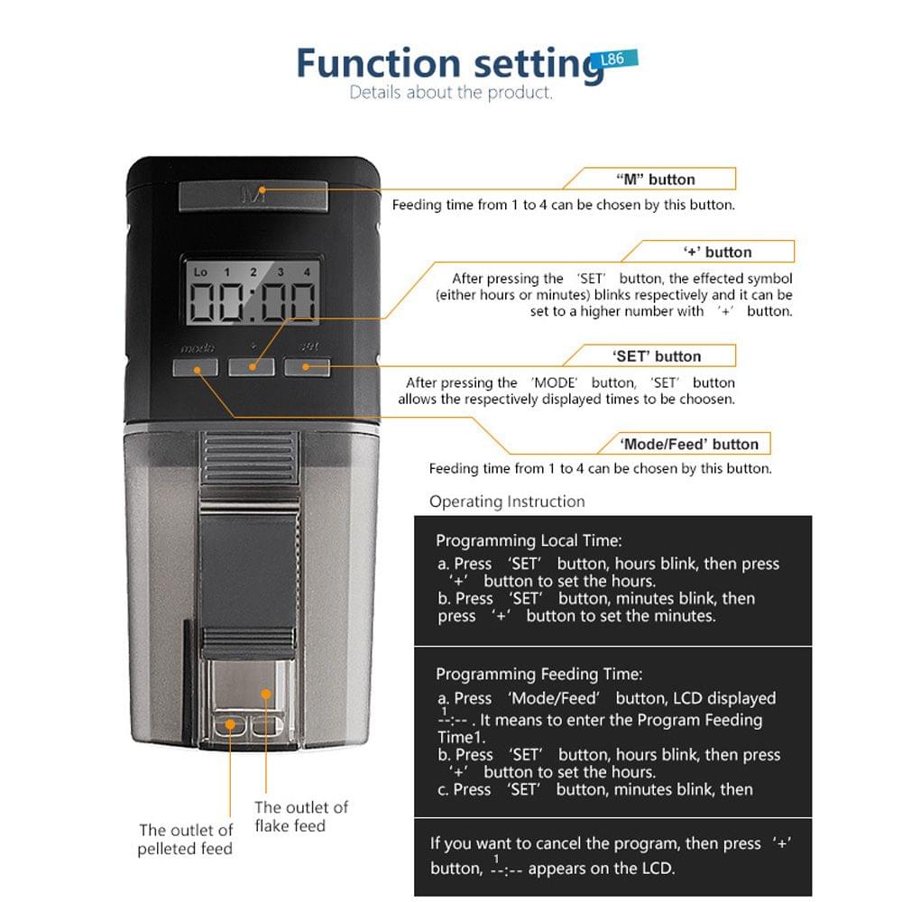 Time Setting Automatic Fish Feeder for Healthy Ornamental