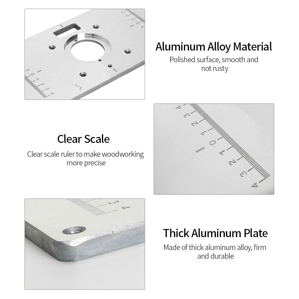 Aluminum Router Table Insert Plate with 4 Rings and Screws