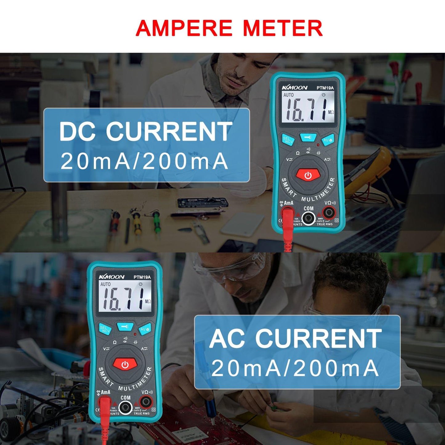 KKmoon Compact Handheld True RMS Auto-Ranging AC/DC DMM - Type A