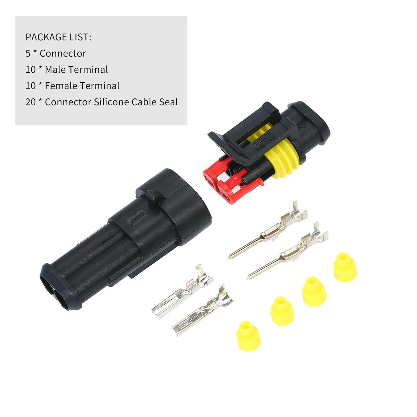 5pcs 2-Pin Way Waterproof Electrical Connector Plug with - 2P