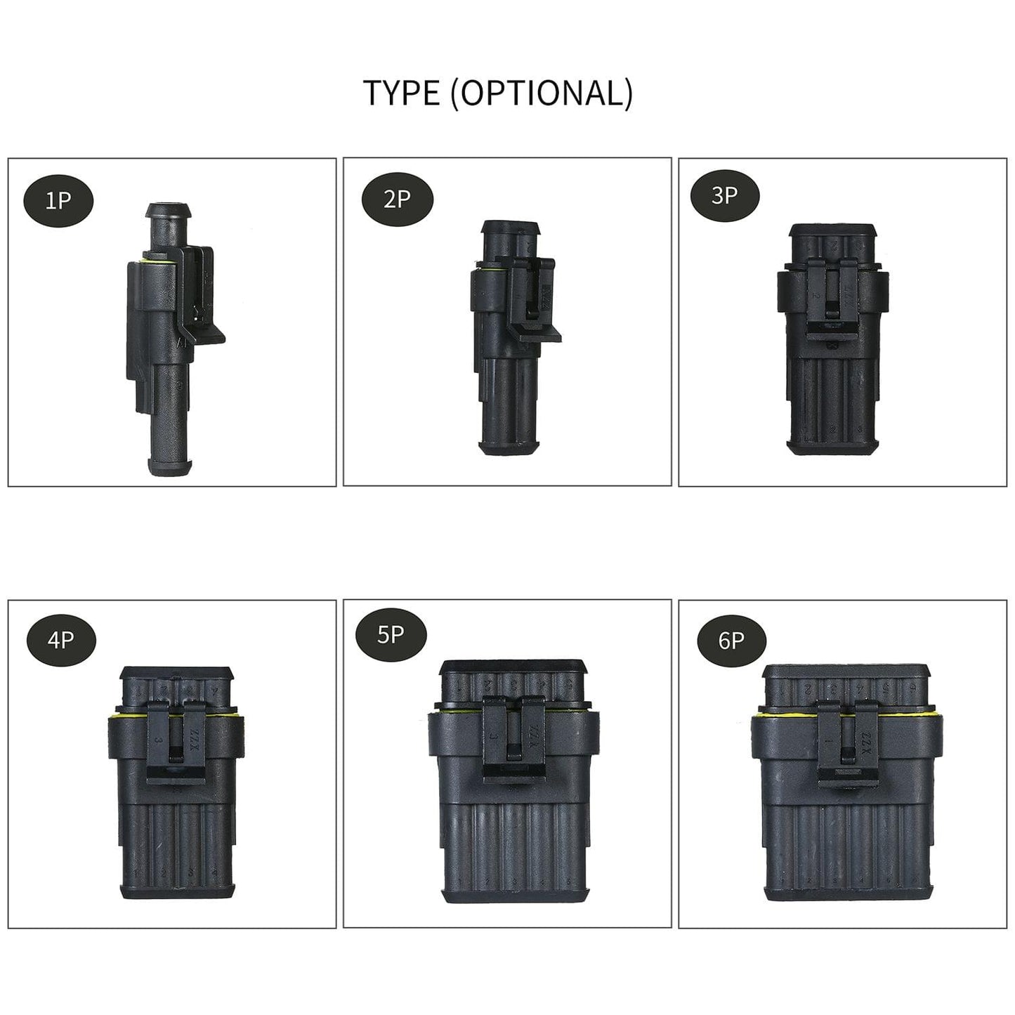 5pcs 2-Pin Way Waterproof Electrical Connector Plug with - 2P
