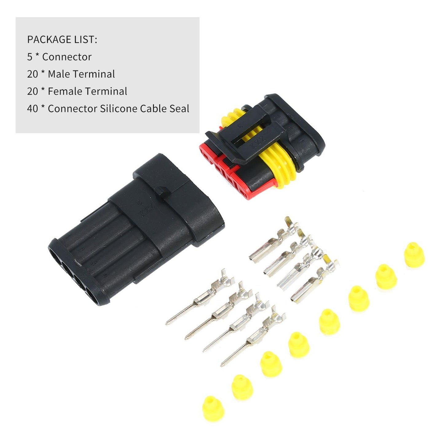 5pcs 4-Pin Way Waterproof Electrical Connector Plug with - 4P