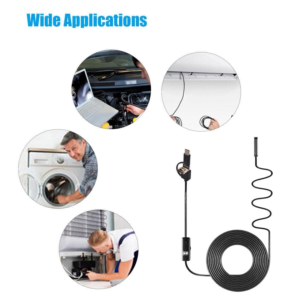3-in-1 Industrial Endoscope Borescope Inspection Camera - 8mm & 3.5m