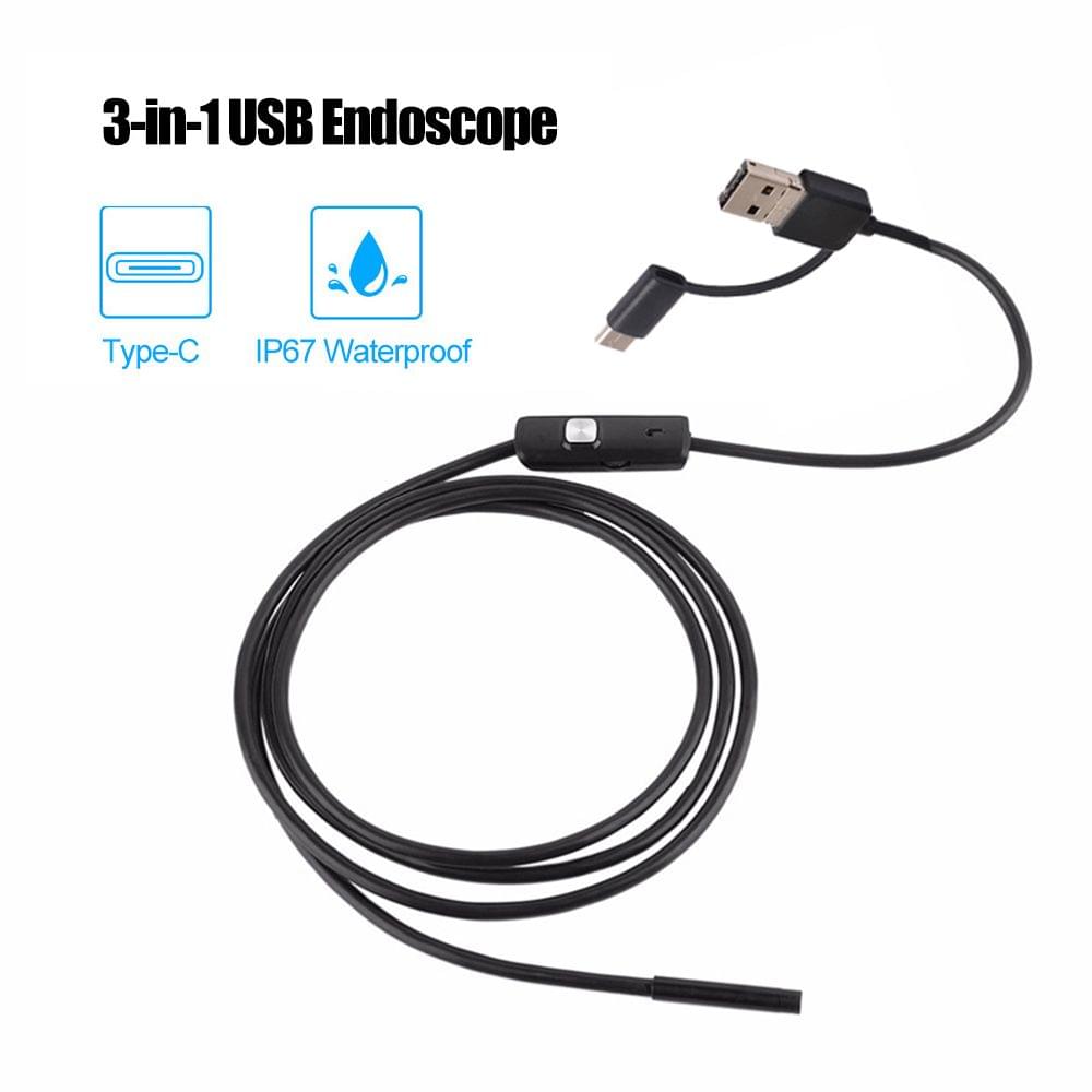 3-in-1 Industrial Endoscope Borescope Inspection Camera - 8mm & 3.5m