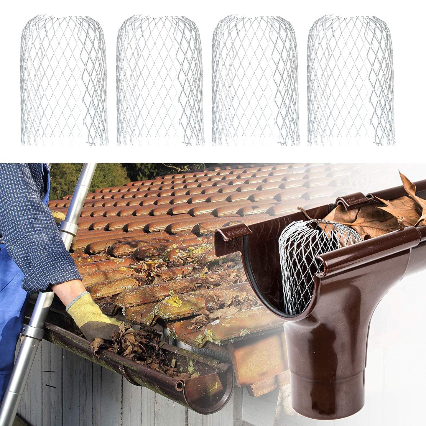 4Pcs Downpipe Gutter Sink Protection Ring Stainless Steel