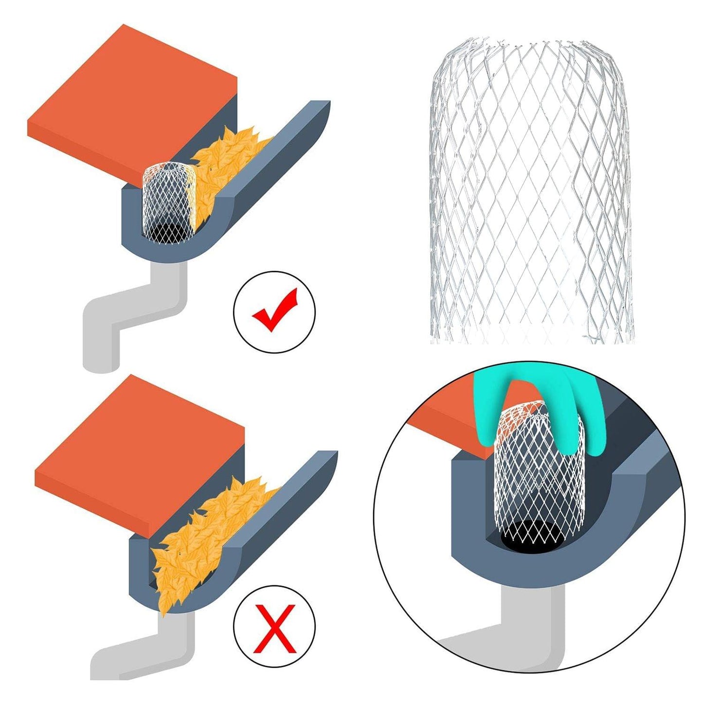 4Pcs Downpipe Gutter Sink Protection Ring Stainless Steel