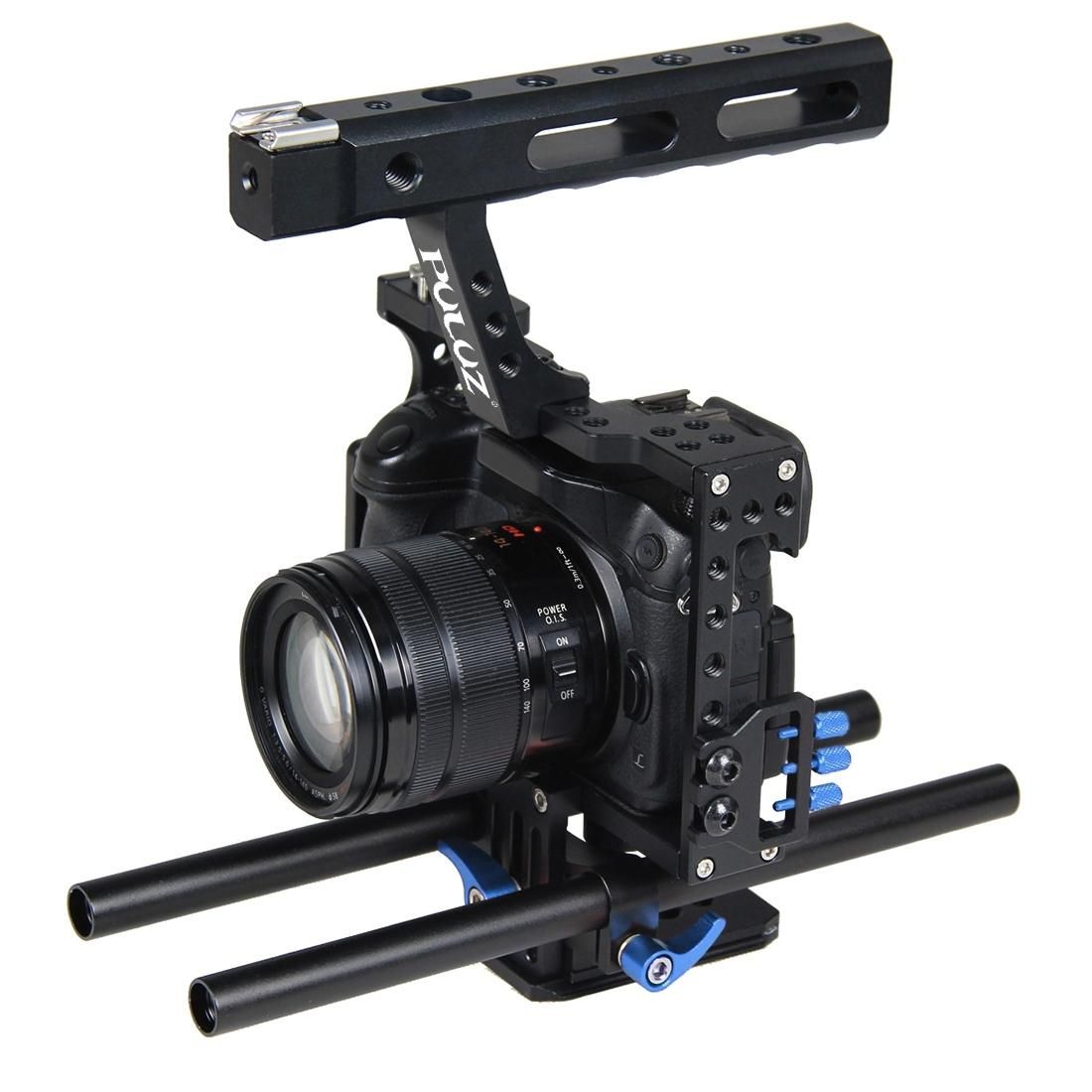 PULUZ Camera Cage Handle Stabilizer for Sony A7 & A7S & A7R, A7R II & A7S II, A7RIII & A7 III, Panasonic Lumix DMC-GH4 (Blue)