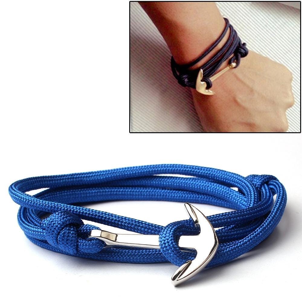Alloy Anchor Charm Multilayer Leather Friendship Bracelets (Blue)
