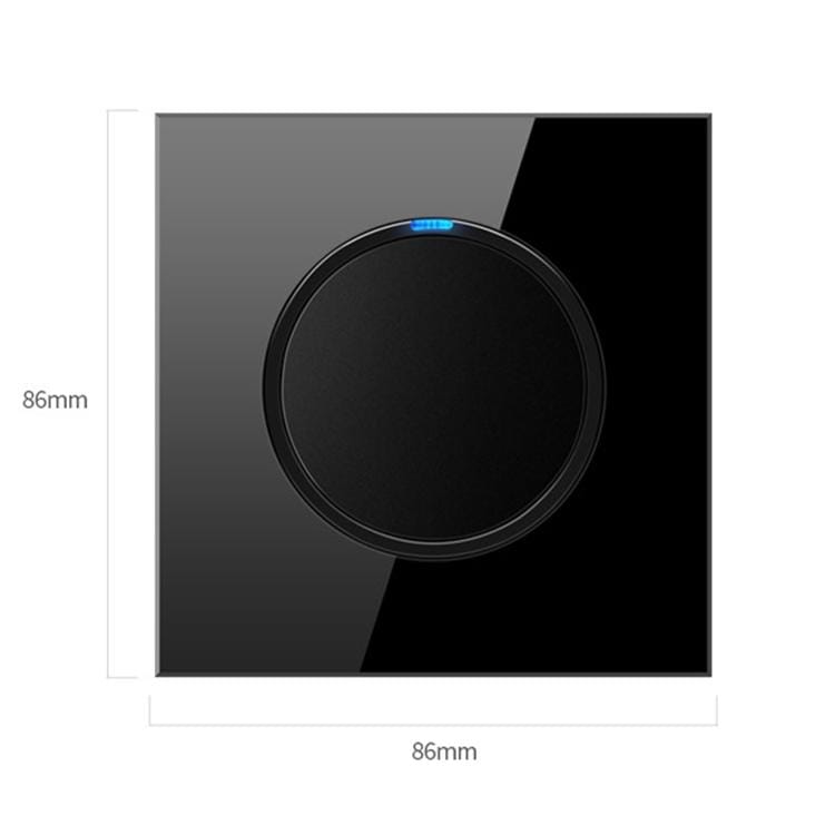 86mm Round LED Tempered Glass Switch Panel, Black Round Glass, Style:TV Socket