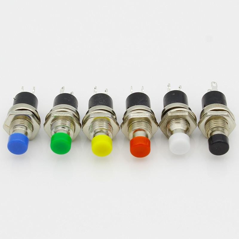 10 PCS 7mm Thread Multicolor 2 Pins Momentary Push Button Switch (Red)