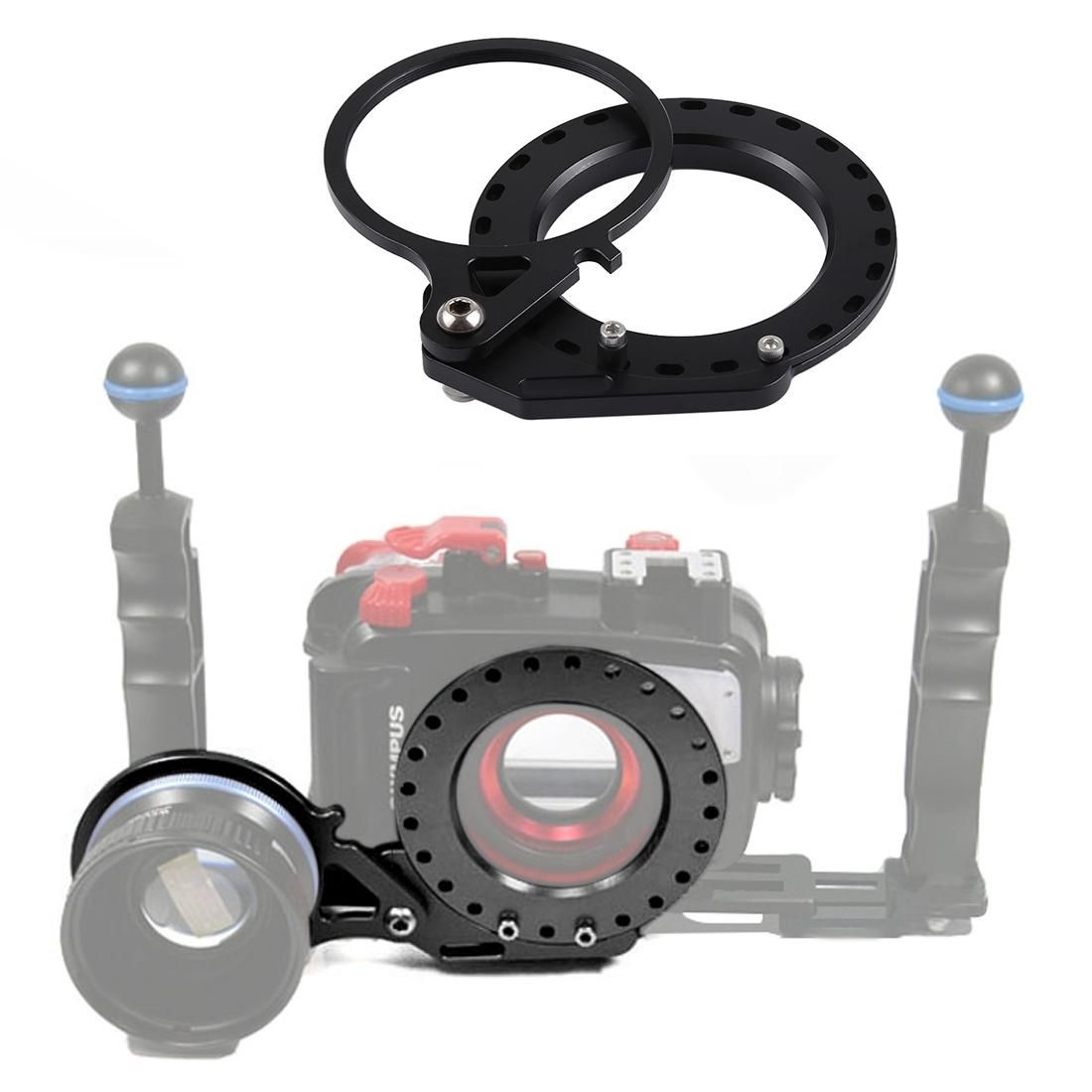 PULUZ Aluminum Alloy 67mm to 67mm Swing Wet-Lens Diopter Adapter Mount for DSLR Underwater Diving Housing (Black)