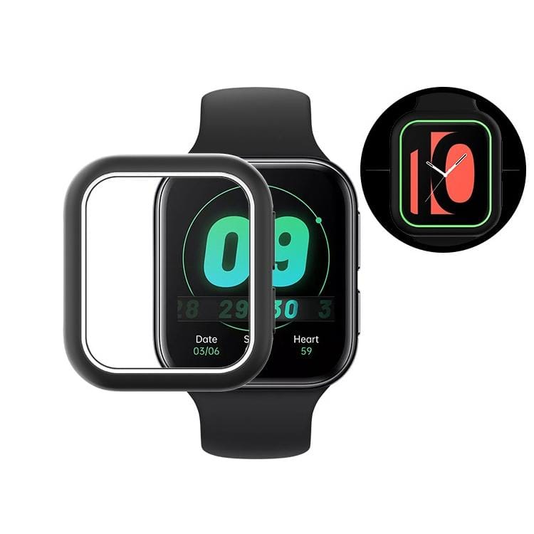 For OPPO Watch 41mm Smart Watch TPU Protective Case, Color:Black+White Luminous Green