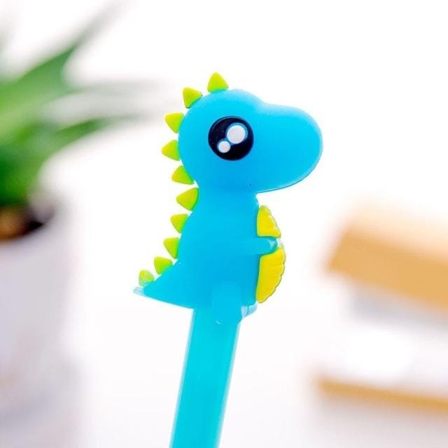 5 PCS Creative Stationery Dinosaur Silicone Head Neutral Pen (Blue)