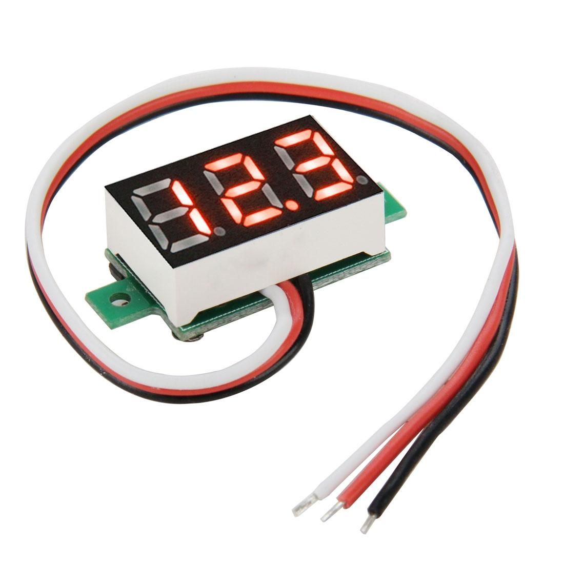V20D 3 Wires DC 3-30V Green Light Display Mini Digital Voltage Panel Meter, Measure Voltage: DC 0-100V (Style3)