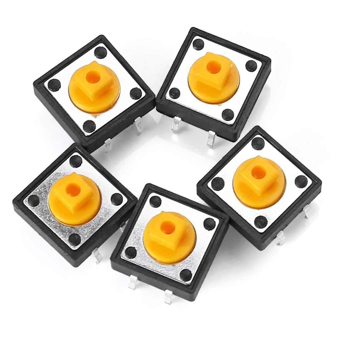 5 PCS LDTR-YJ030 Electrical Power Control 4-Pin Push Button Switches (Yellow)