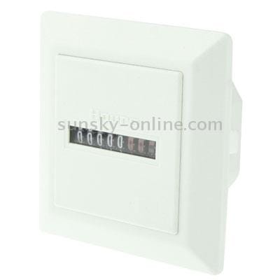 HM-1 AC Hour Meter, Time Setting Range: 0-99,999.99 Hours (White)
