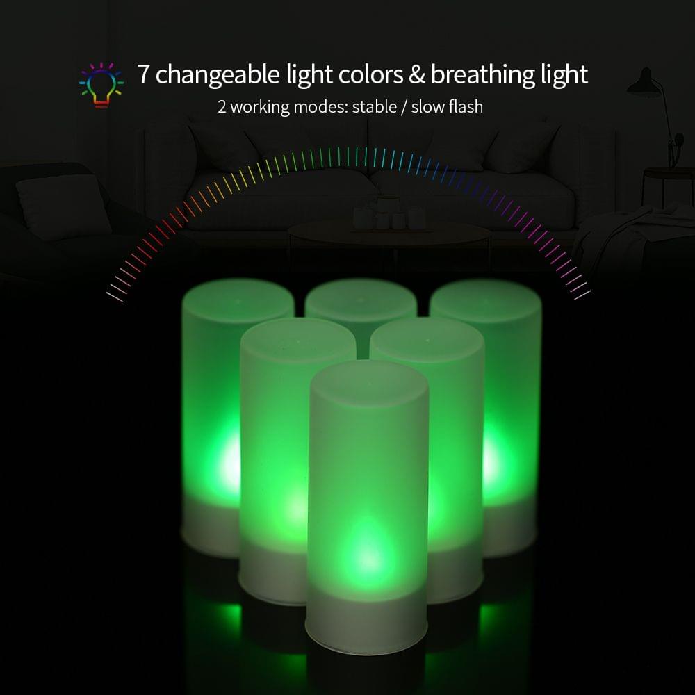 Set of 6 Rechargeable LED Color Changing Flickering - 6-Pack & EU Plug
