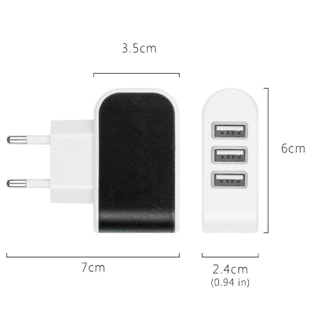 Universal 3 Ports USB Wall Charger Home Travel AC Charger - EU Plug