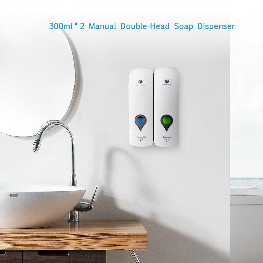 Uniqkart 300ml*2 NO Drilling Wall Mounted Double-Head
