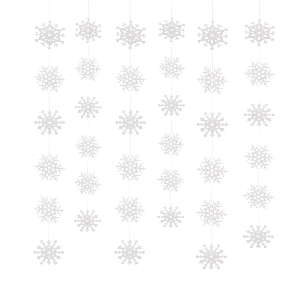 3D Pearl Paper Snowflake String Christmas Ornaments Home