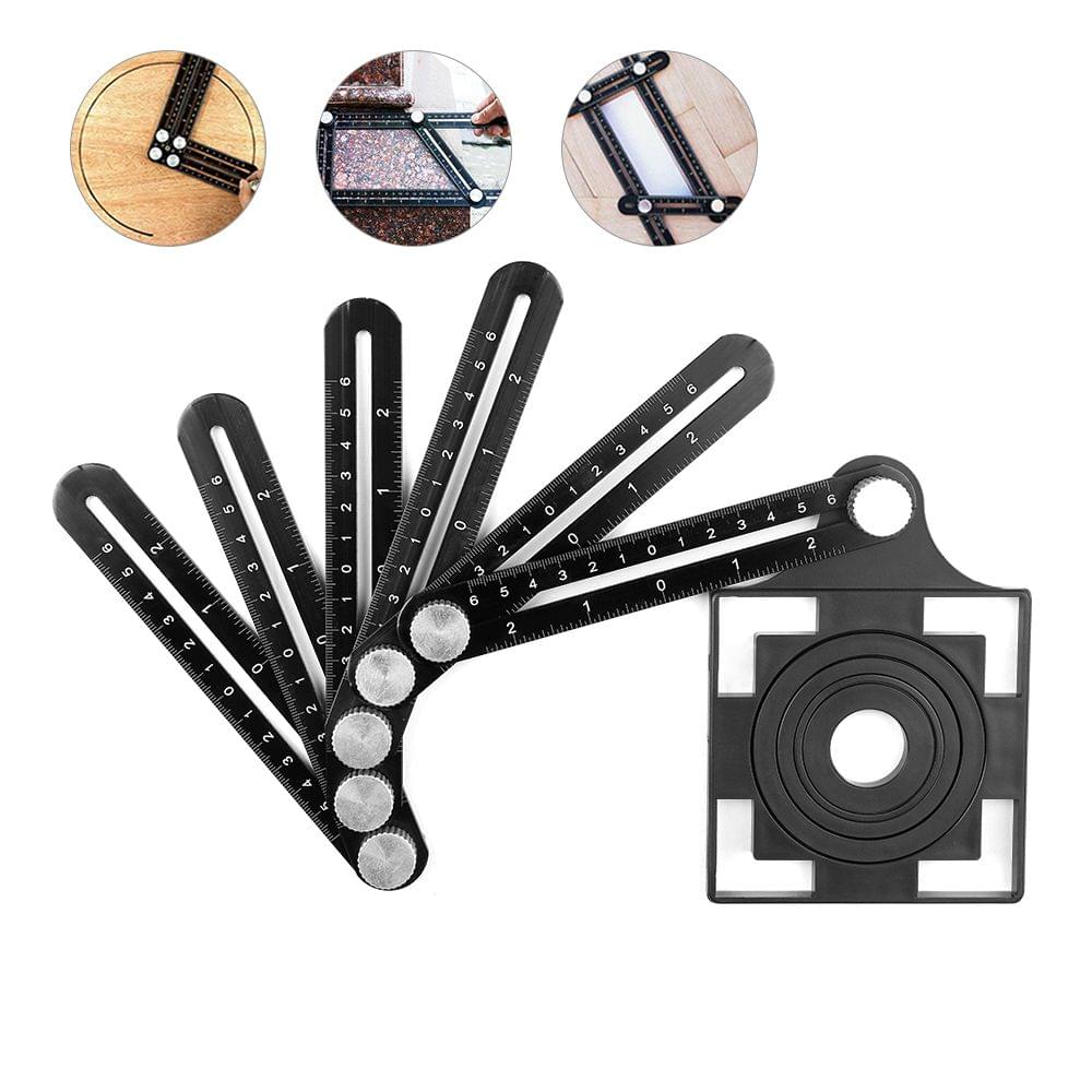 Universal Ruler Aluminum Alloy Multi Angle Measuring Tool - 6-Sided